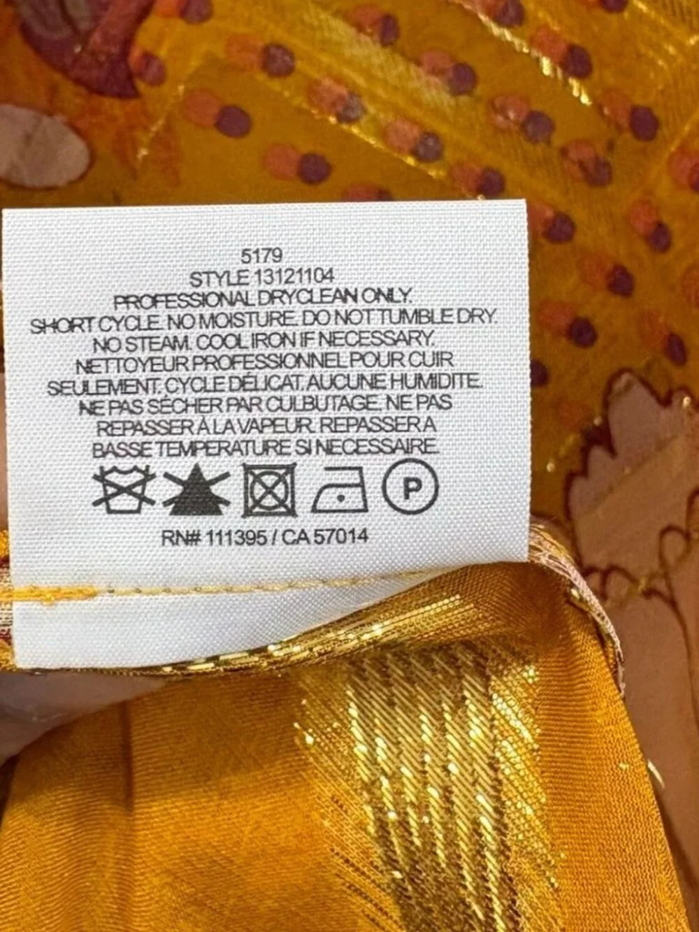 Tory Burch Silk Blend Gold Floral Metallic Sheer Tunic Blouse Size 8